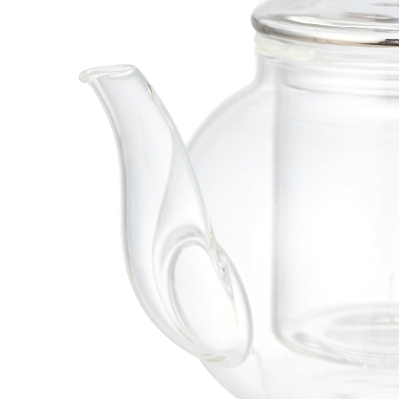 CLEAR GLASS 透明玻璃茶壺銀色