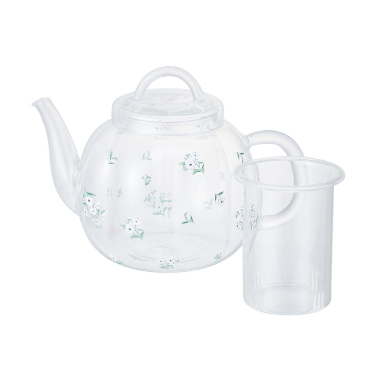 Flower Glass Teapot White