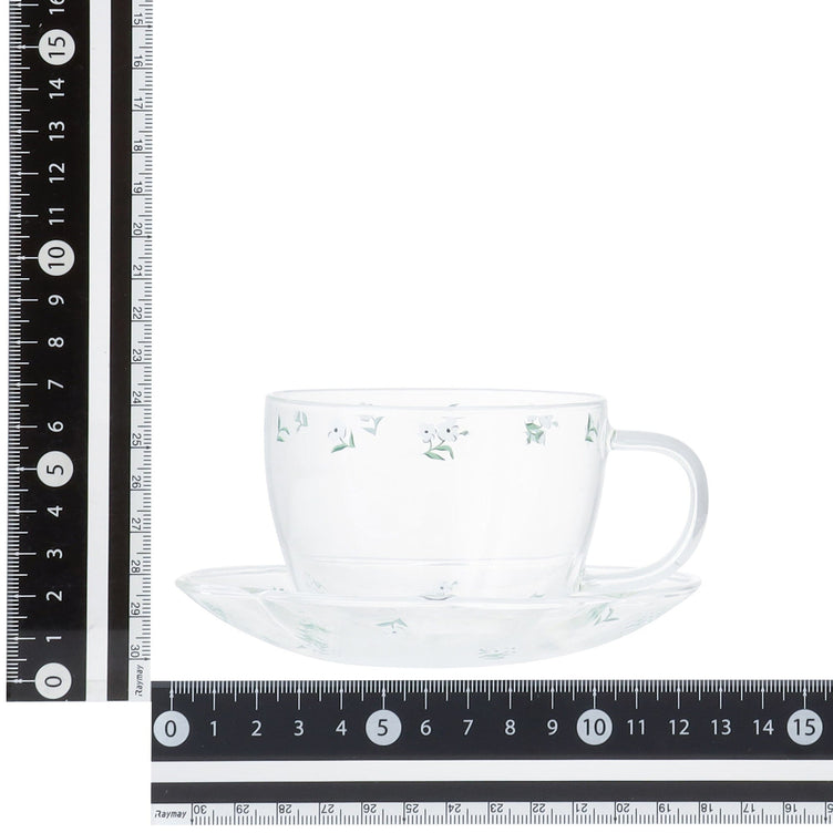 Flower Glass Cup & Saucer White