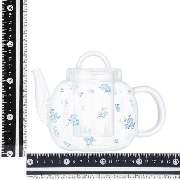 Flower Glass Teapot Blue