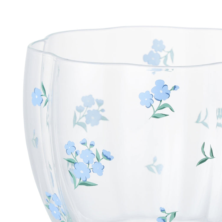 Flower Glass Mug Blue