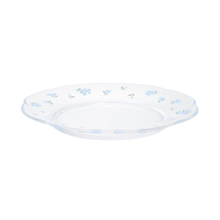 Flower Glass Plate Blue