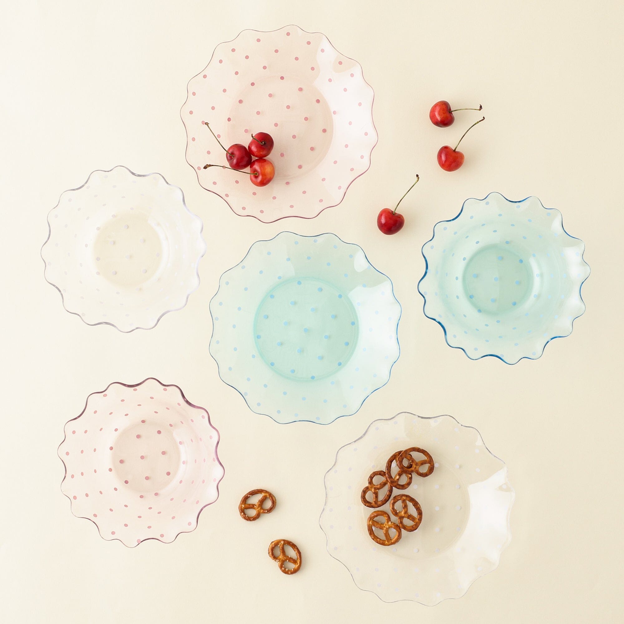 Dot Frill Glass Bowl Blue
