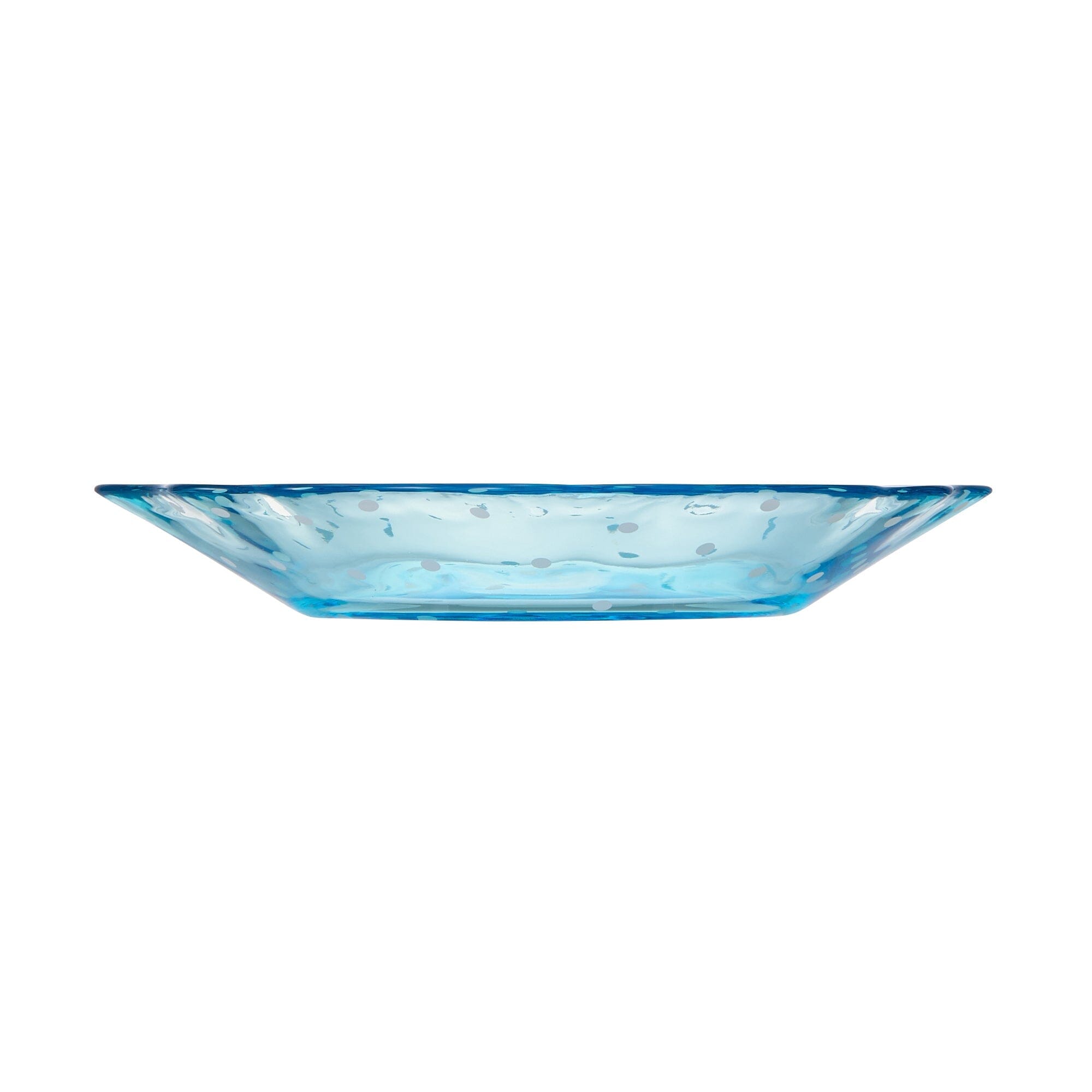 Dot Frill Glass Plate Blue