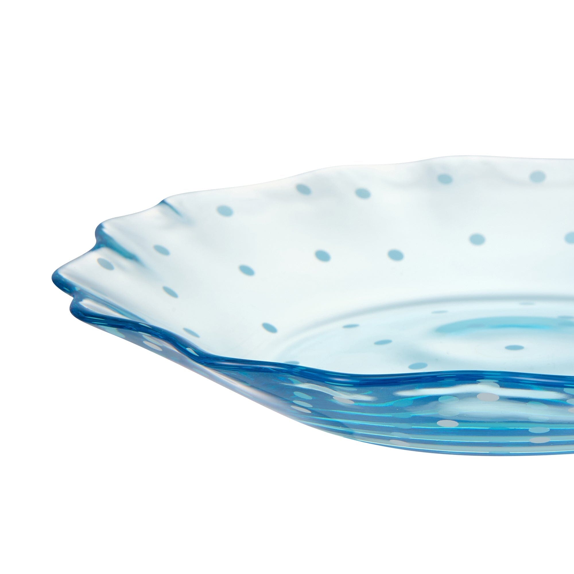 Dot Frill Glass Plate Blue