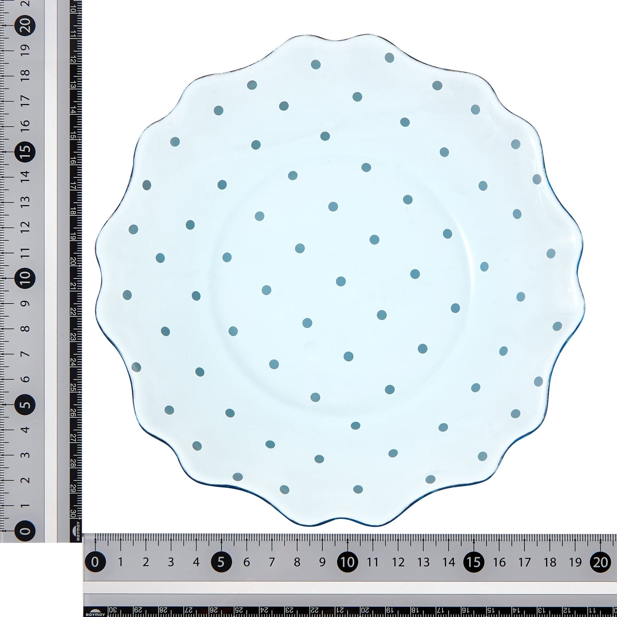 Dot Frill Glass Plate Blue