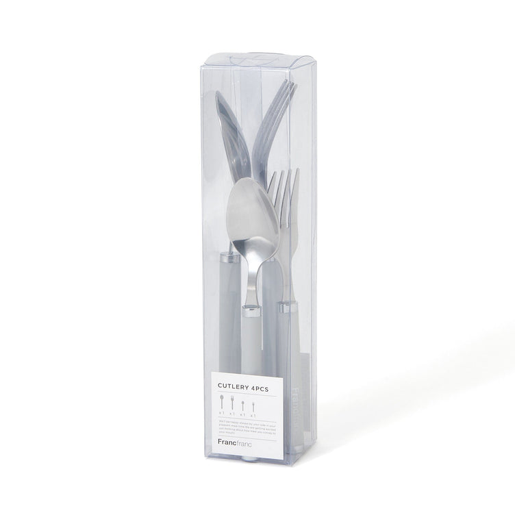 Cutlery Set Of 4 Logo Grey