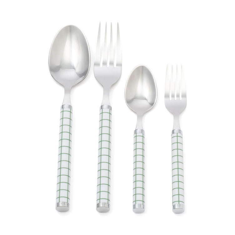 Cutlery Set Of 8 Check Green