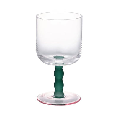 BICOLOR 波紋玻璃杯透明X綠色
