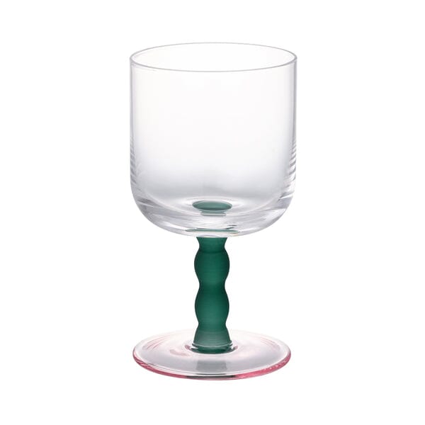 BICOLOR 波紋玻璃杯透明X綠色