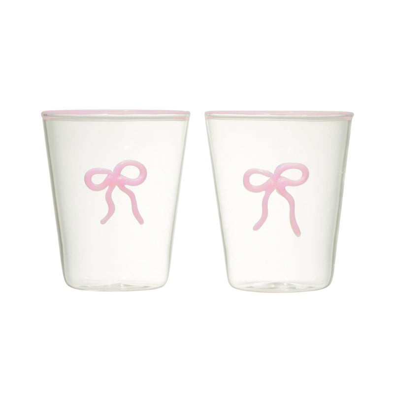Ribbon Glass Tumbler Pink