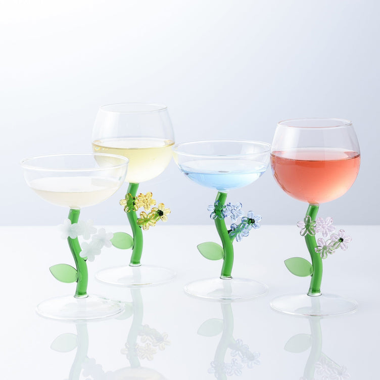 Flower Stem Dessert Glass White