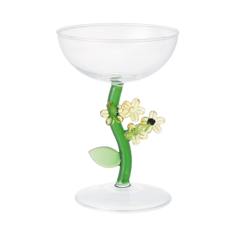 Flower Stem Dessert Glass Yellow