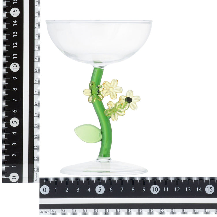 Flower Stem Dessert Glass Yellow