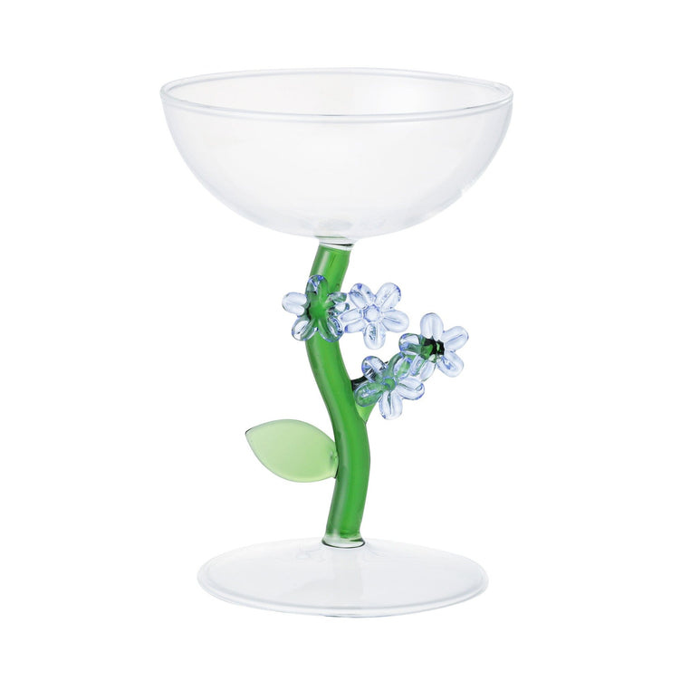 Flower Stem Dessert Glass Blue