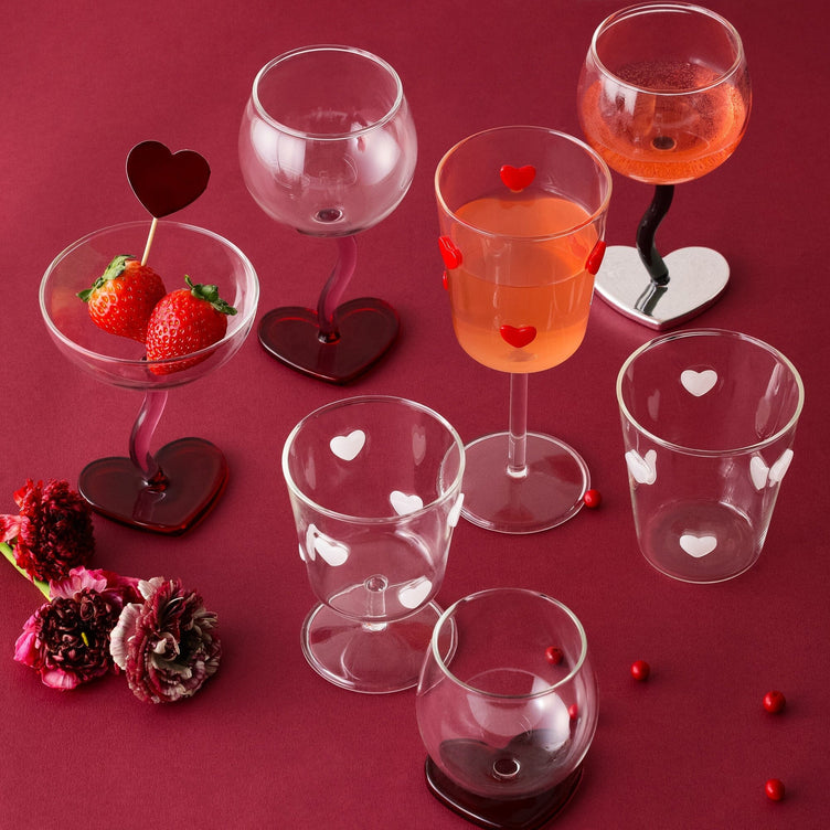 Dot Heart Wine Glass White