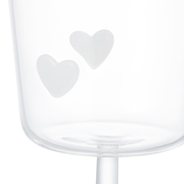 Dot Heart Wine Glass White
