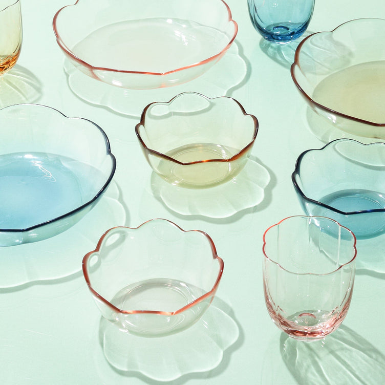 Gradient Flower Glass Tumbler Blue