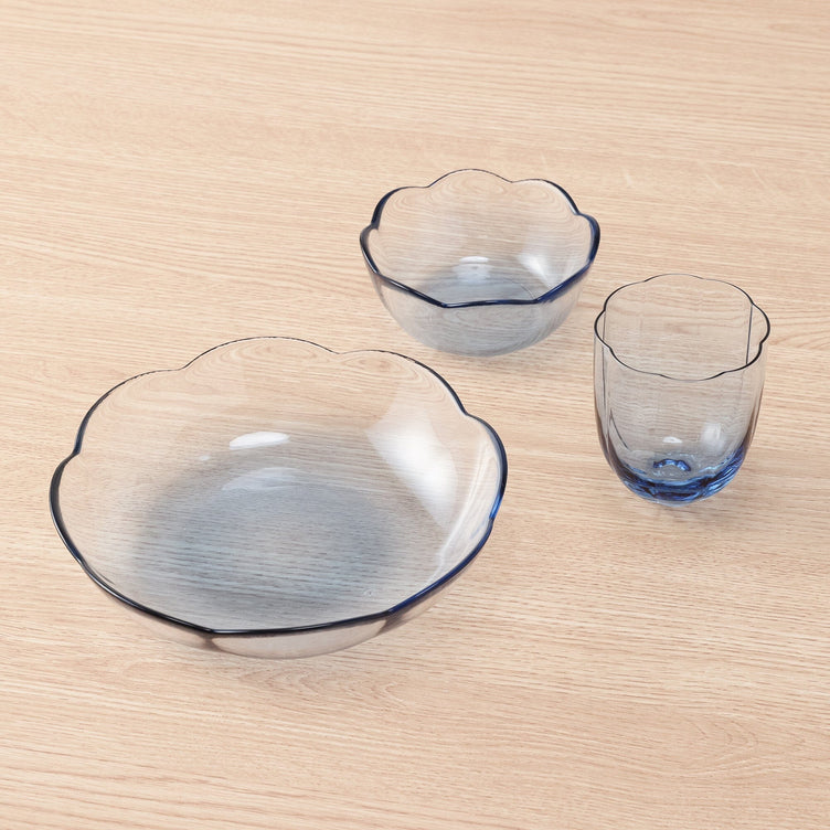 Gradient Flower Glass Tumbler Blue