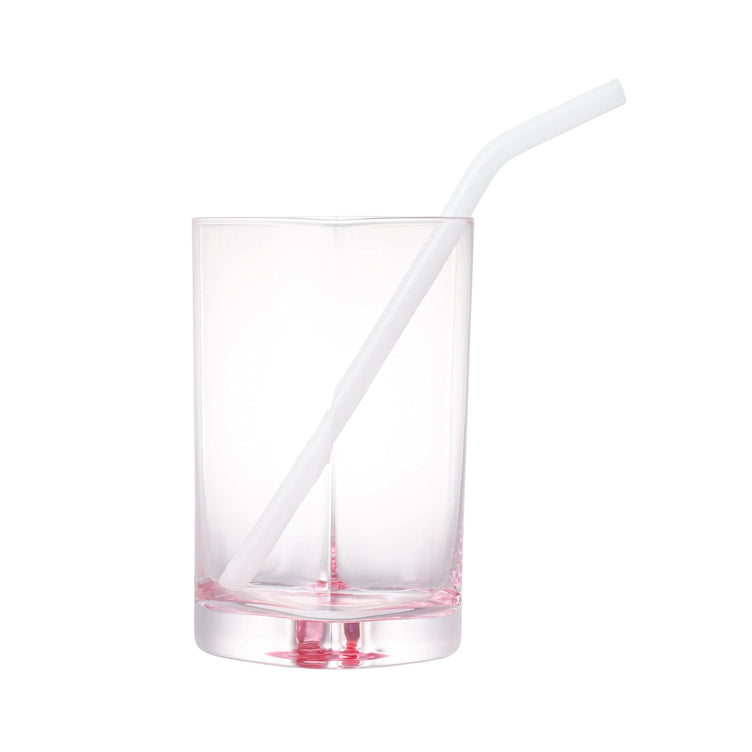 Heart-Shaped Glass Tumbler With Straw Pink