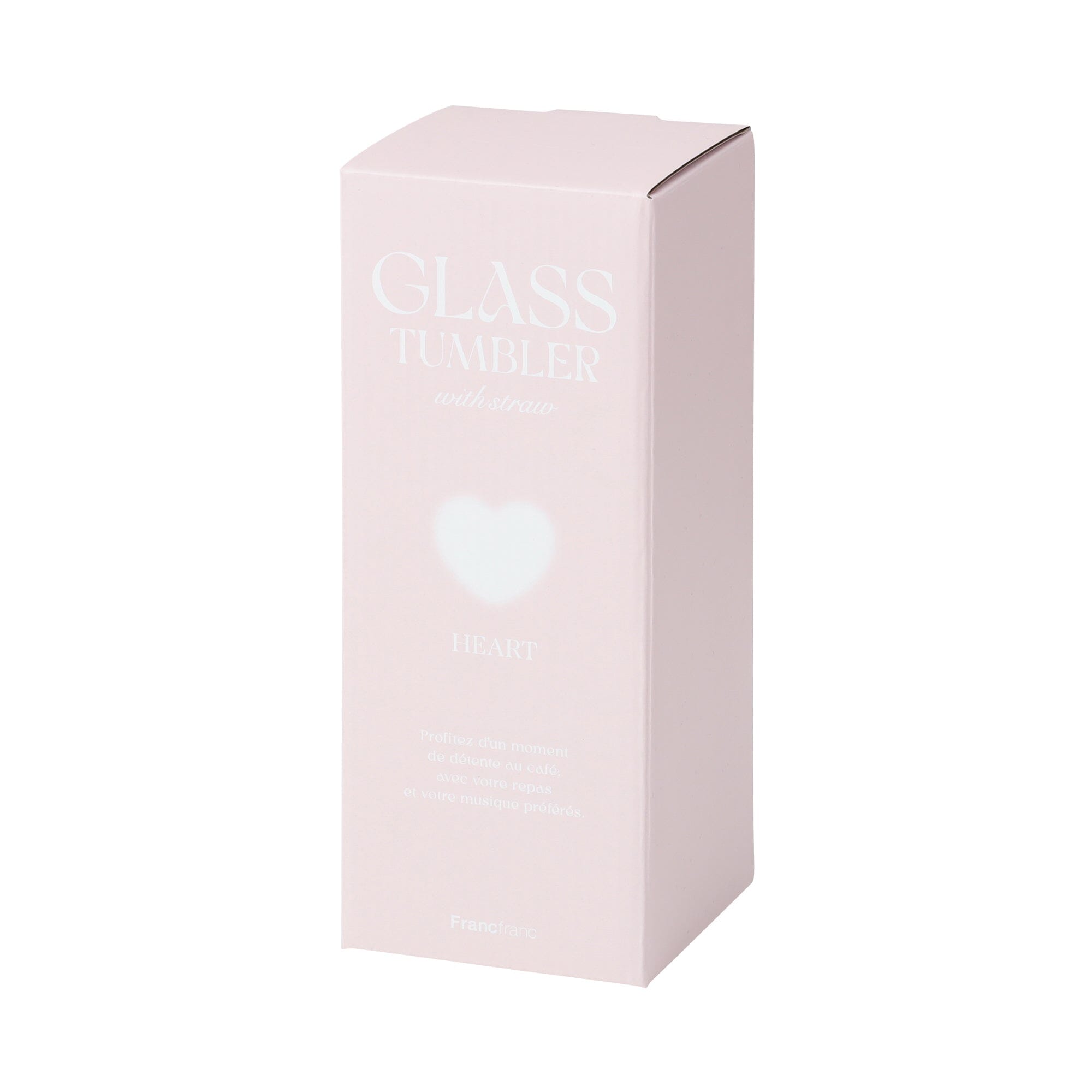 Heart-Shaped Glass Tumbler With Straw Pink