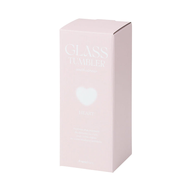 Heart-Shaped Glass Tumbler With Straw Pink