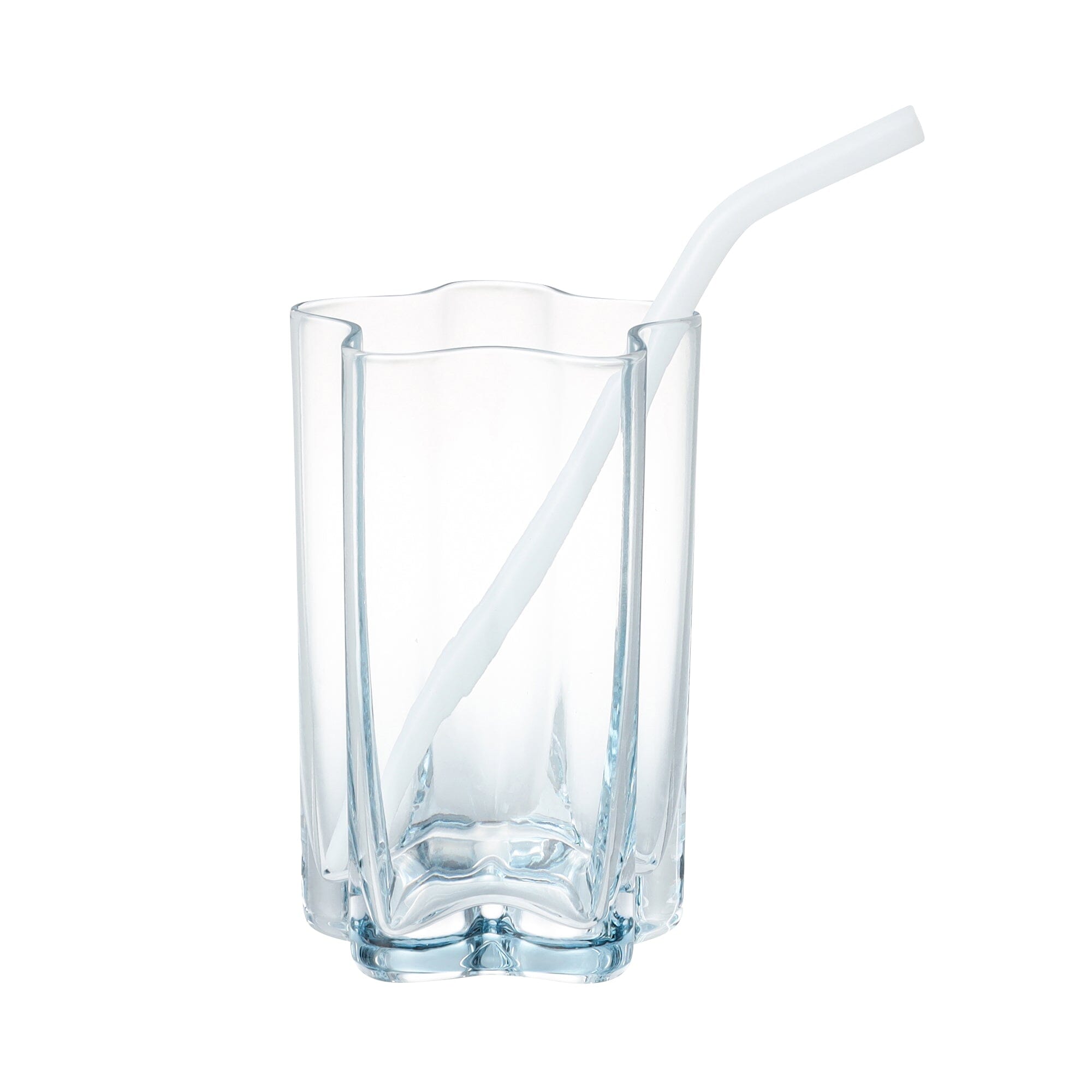 Star Glass Tumbler With Straw Blue
