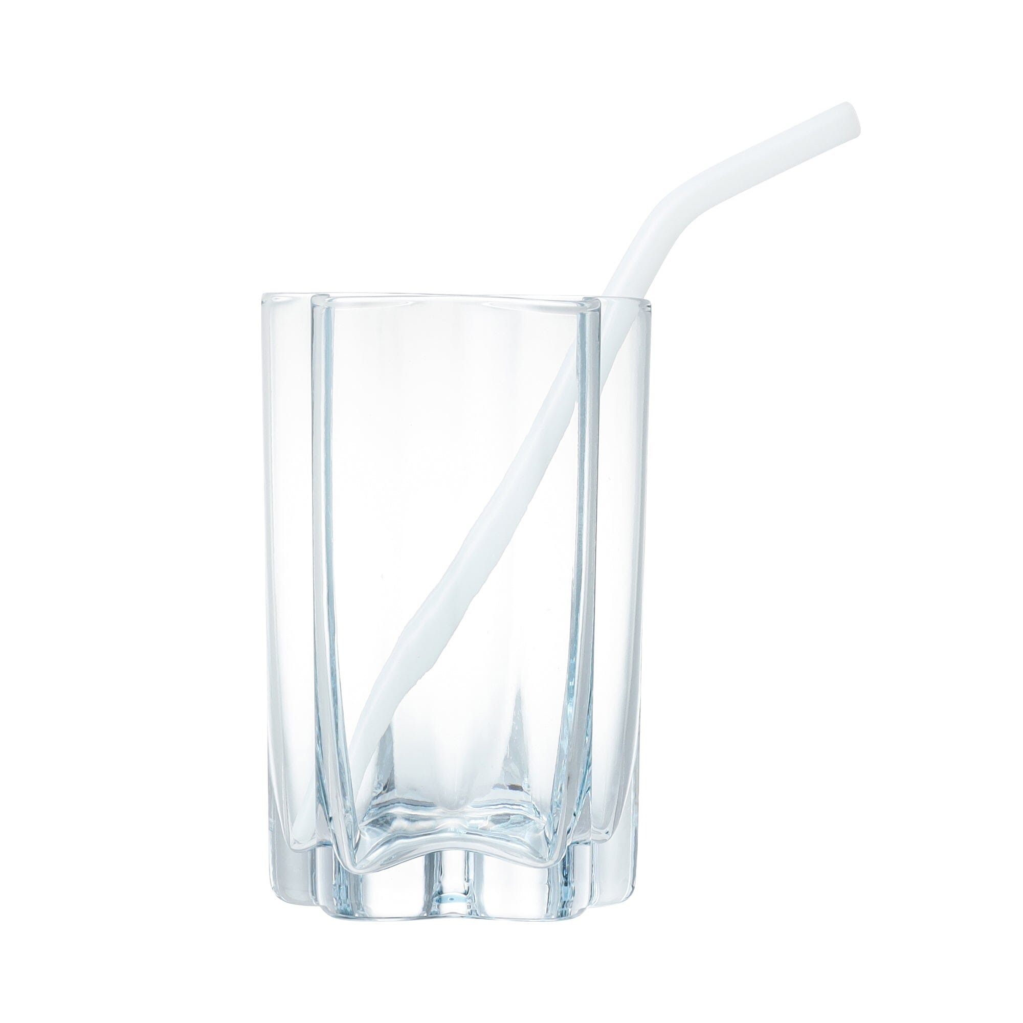 Star Glass Tumbler With Straw Blue