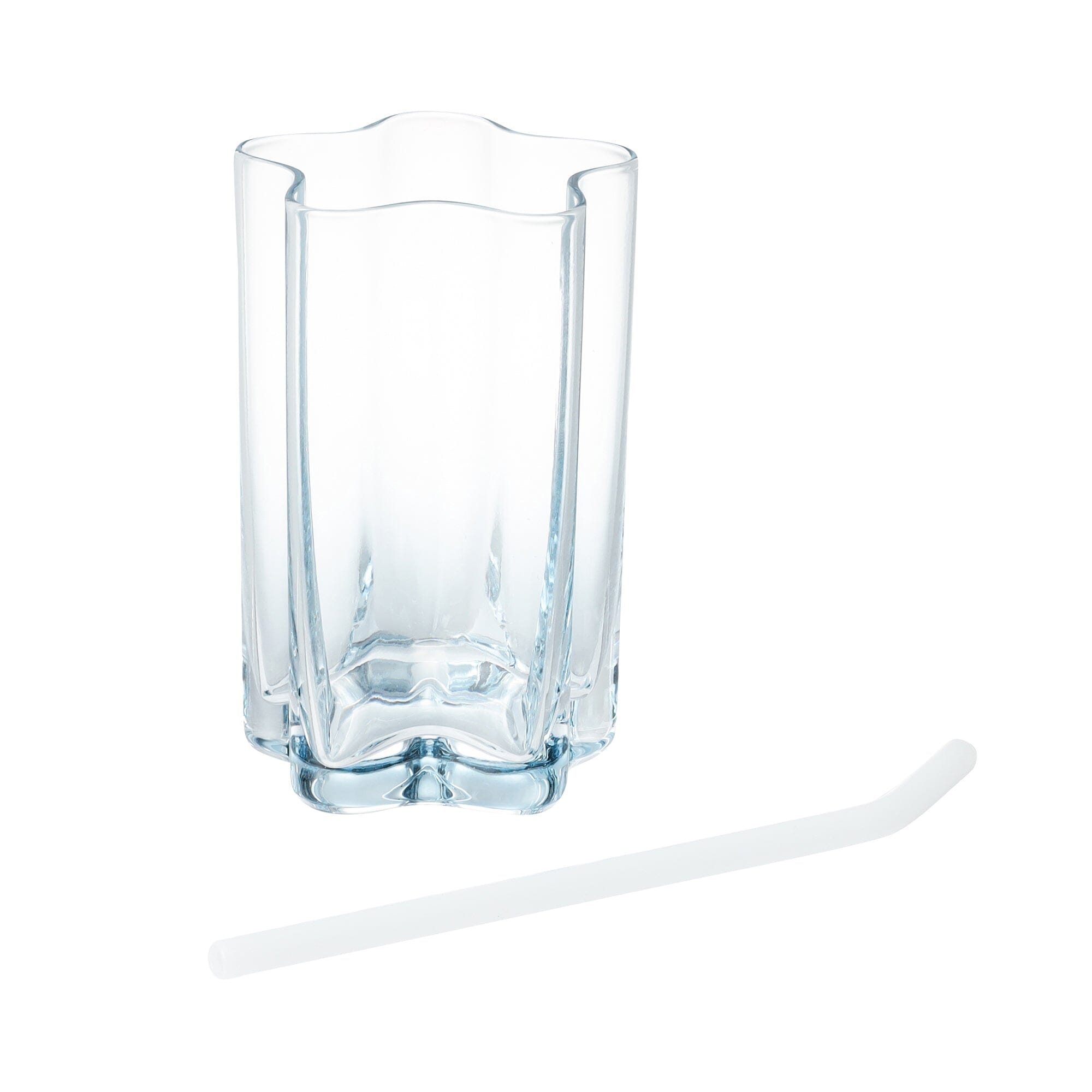 Star Glass Tumbler With Straw Blue