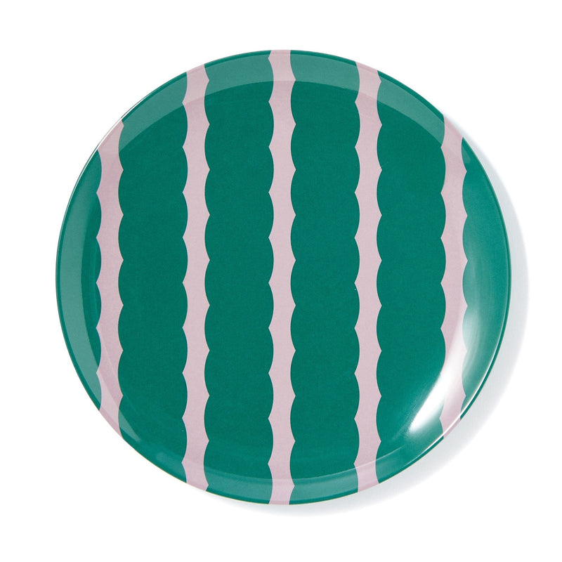 Stripe Melamine Plate Large Green