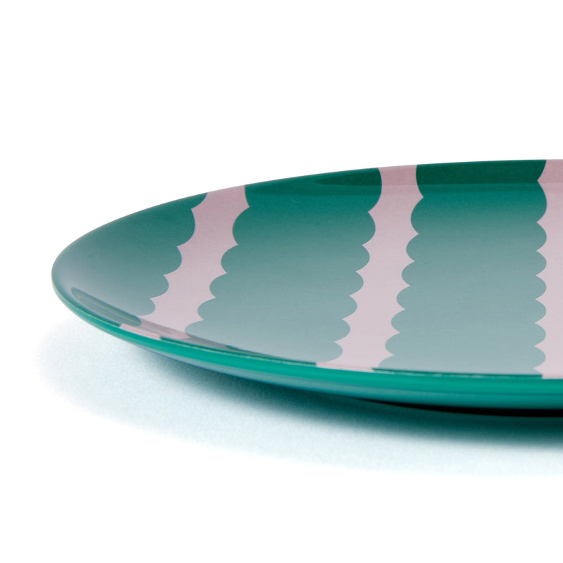 Stripe Melamine Plate Large Green