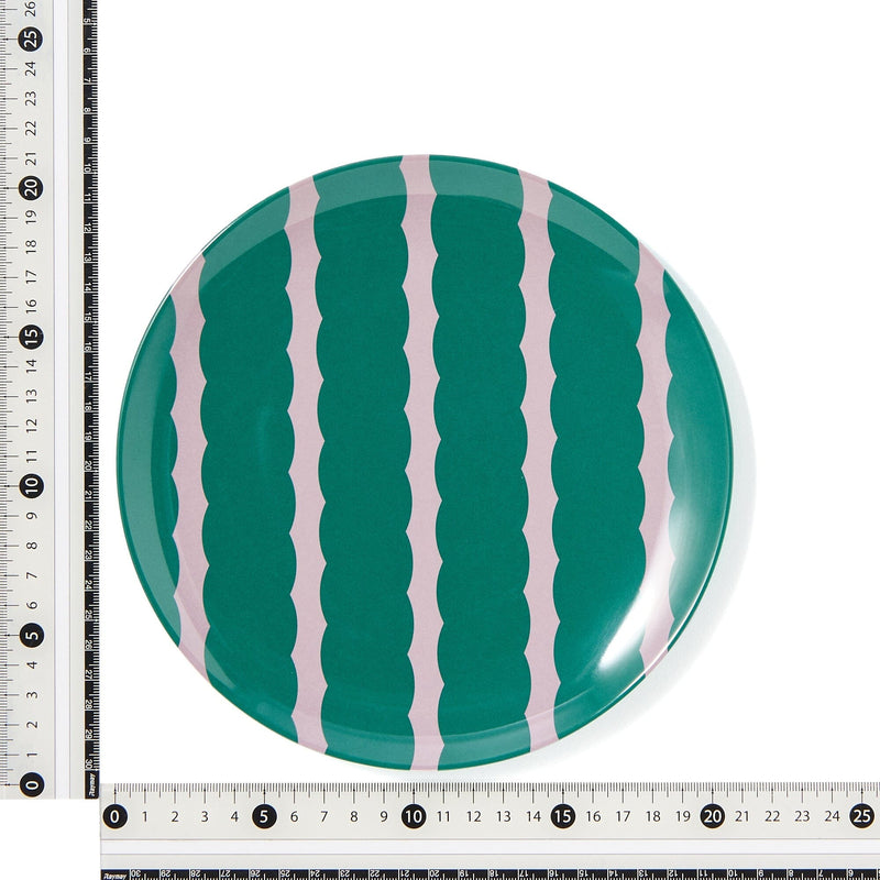 Stripe Melamine Plate Large Green