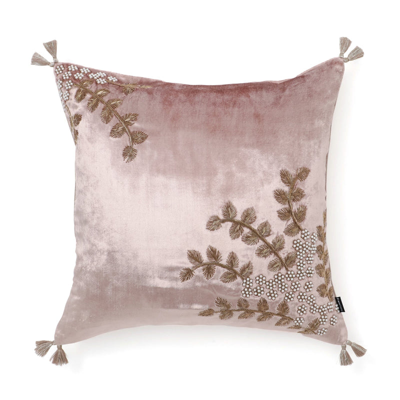 EMB PEARL CUSHION COVER 450 x 450 PINK x GOLD