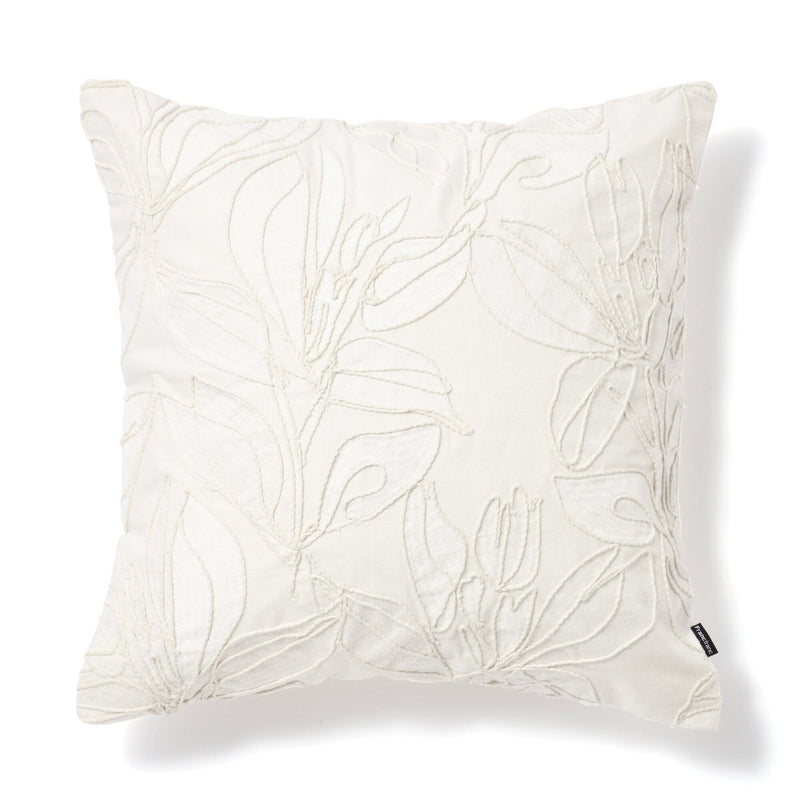 Emb Flower Cushion Cover 450 x 450  White