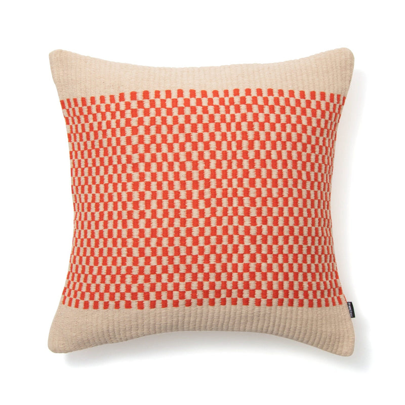 Woven Check Cushion Cover 450 x 450  Beige x Orange