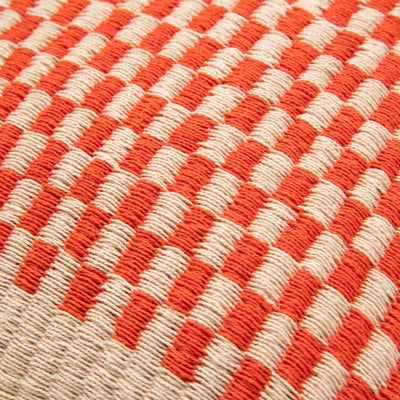 Woven Check Cushion Cover 450 x 450  Beige x Orange