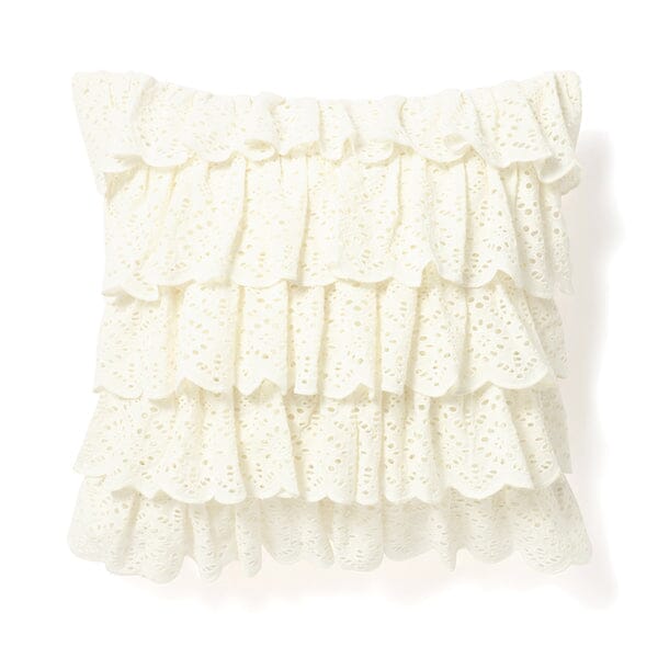 Emb Lace Frill Cushion Cover 450 x 450  White