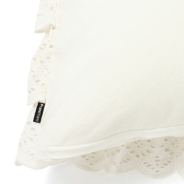 Emb Lace Frill Cushion Cover 450 x 450  White