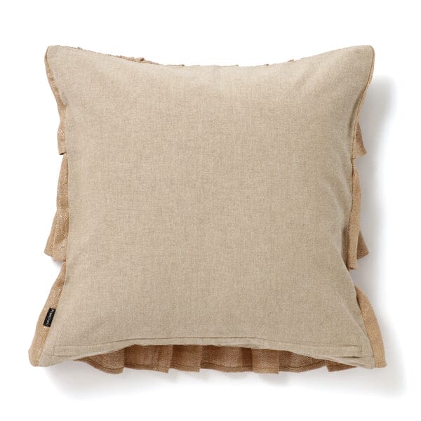 Linen Frill Cushion Cover 450 x 450  Natural x Gold