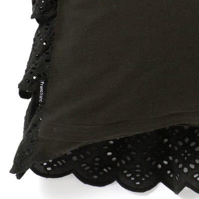 Emb Lace Frill Cushion Cover 450 x 450  Black