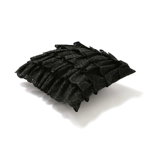 Emb Lace Frill Cushion Cover 450 x 450  Black