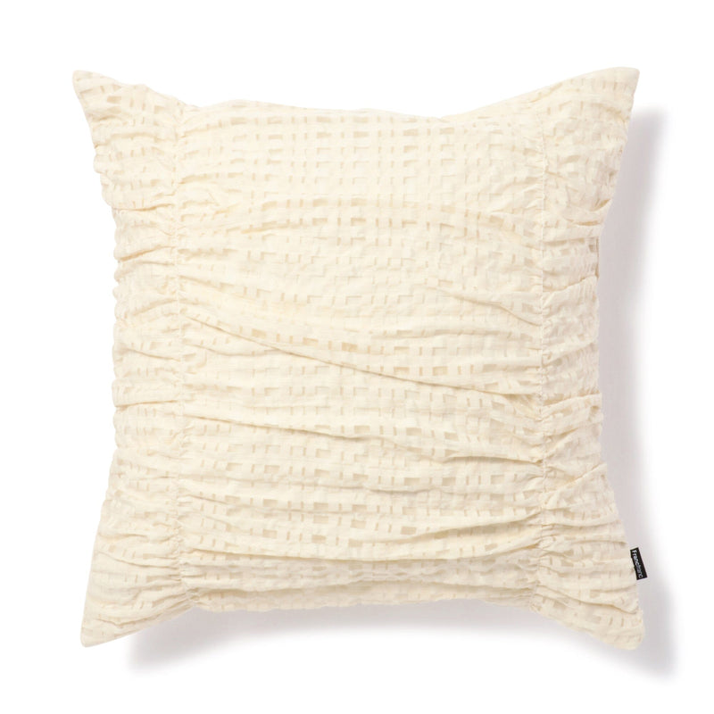 Check Gather Cushion Cover 450 x 450  Ivory