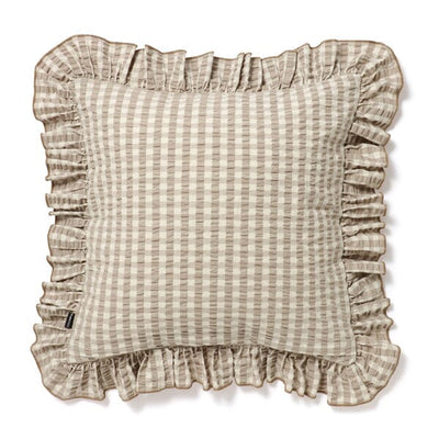 Frill Check Cushion Cover 450 x 450  Beige