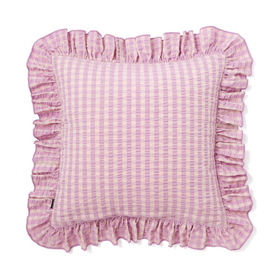 Frill Check Cushion Cover 450 x 450  Purple x Pink