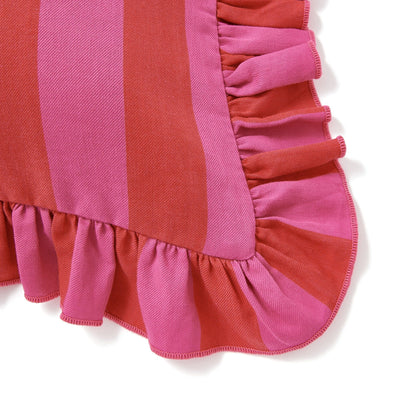 Frill Stripe Cushion Cover 450 x 450  Red x Pink