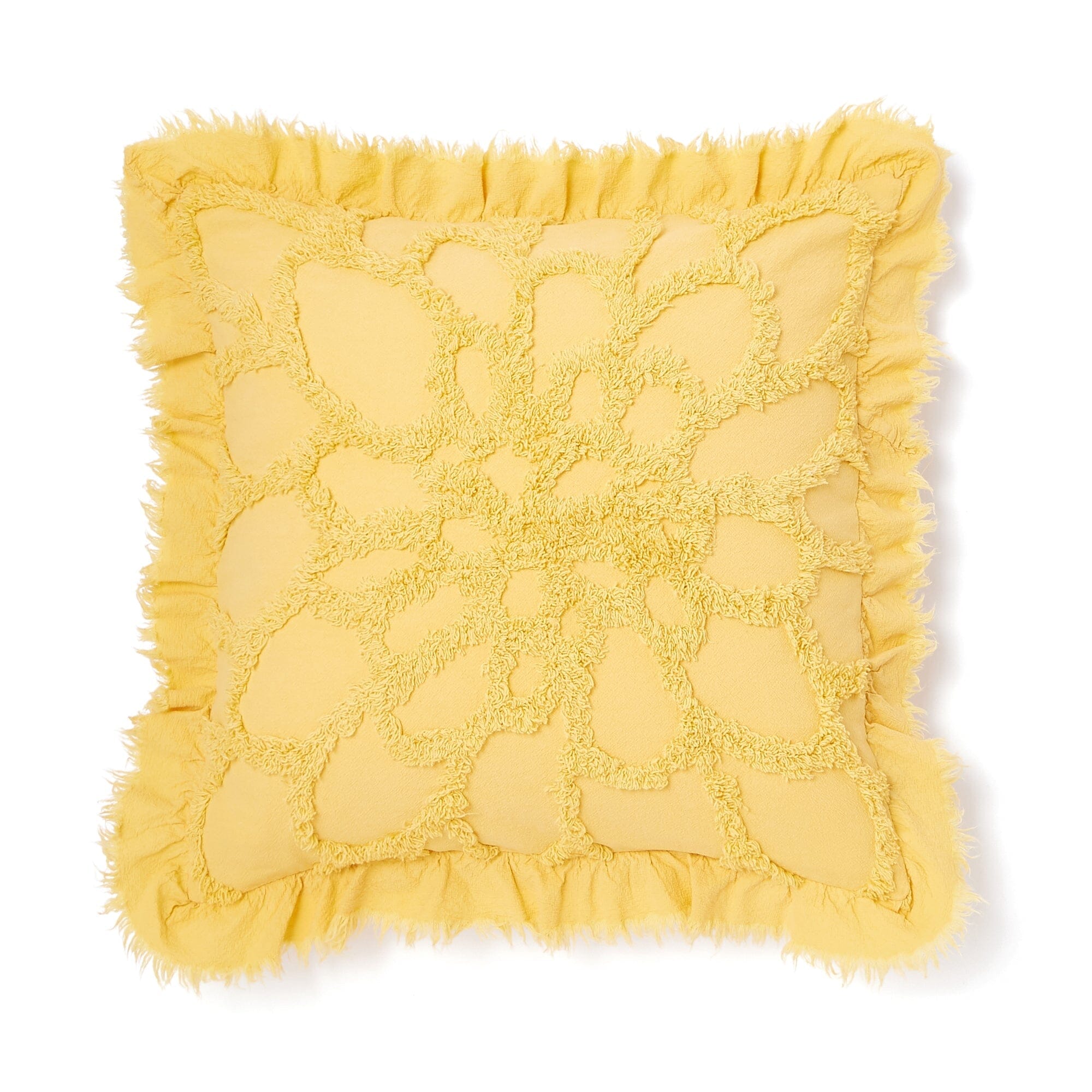 Flower Tuft Cushion Cover 450 x 450  Yellow