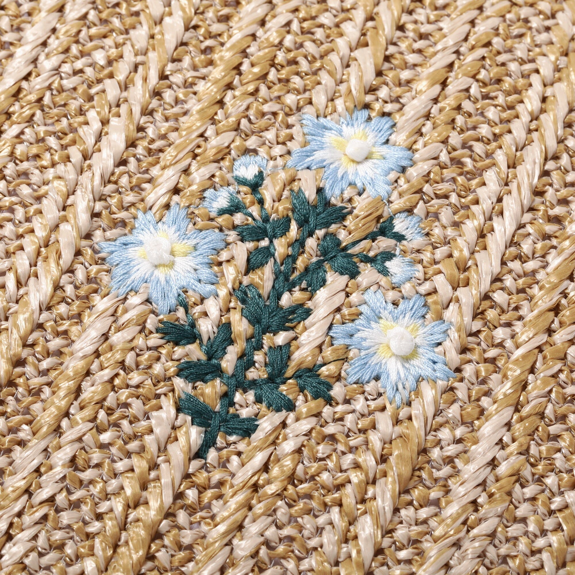 刺繡花圖案咕臣套自然色x藍色