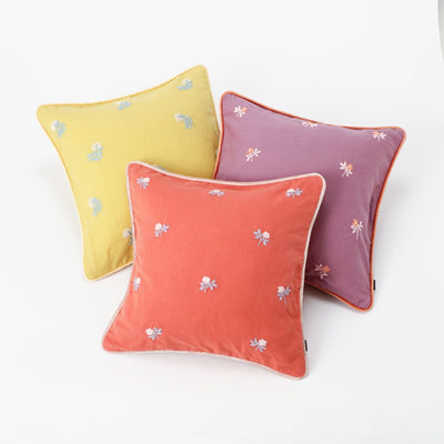 EMB Flower Cushion Cover 450 x 450 Yellow