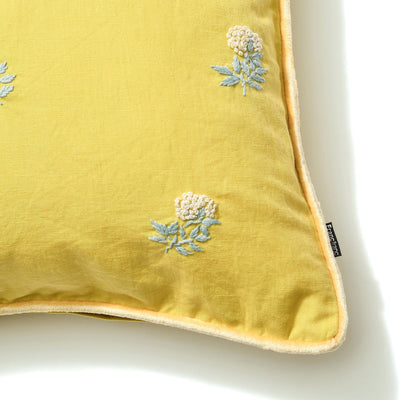 EMB Flower Cushion Cover 450 x 450 Yellow