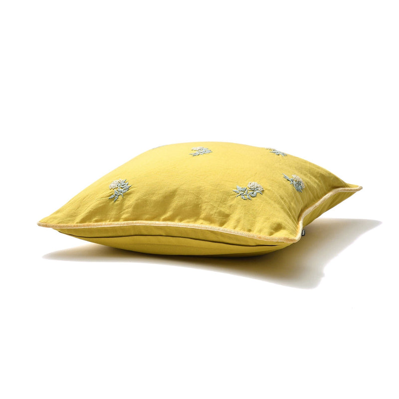 EMB Flower Cushion Cover 450 x 450 Yellow